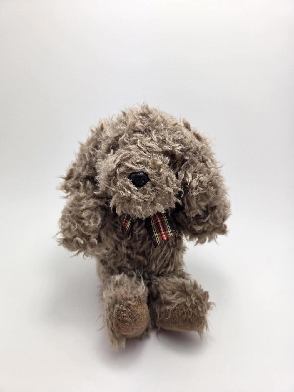 Gund Tan Scruffy Dog Plaid Bow! Vintage Collectible Dog Plush (5 inch)